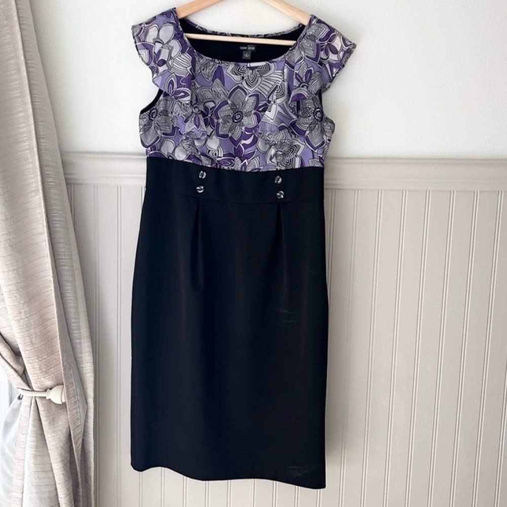 Voir Voir Black and Purple Midi Dress size 8
